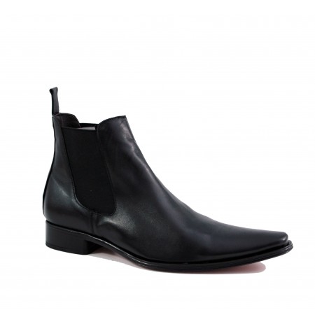 Black leather ankle boots for men