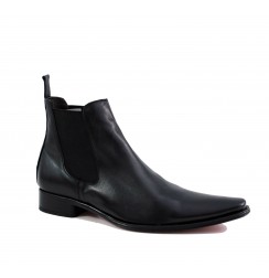 Black leather ankle boots for men