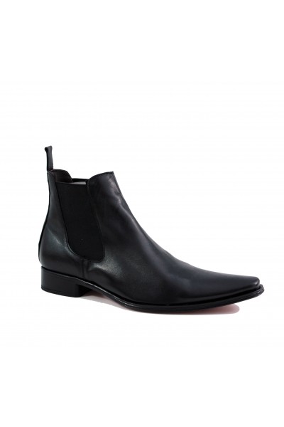 Black leather ankle boots for men