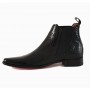 Black crocodile patent leather ankle boots 