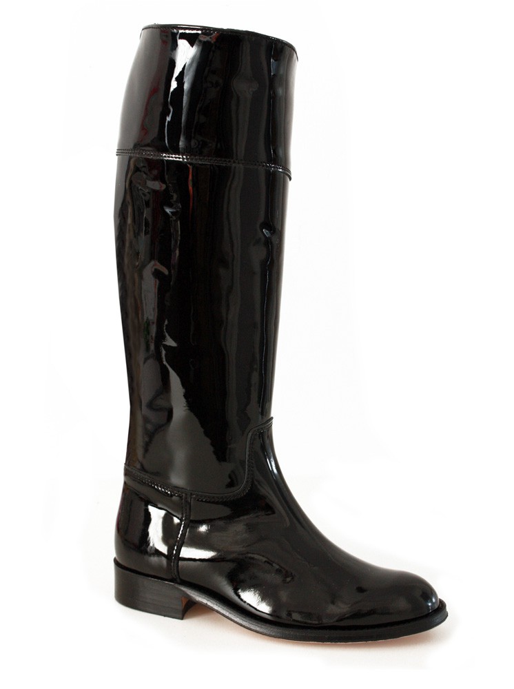 Black patent leather horse riding boots 