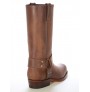 Brown leather harness biker boots