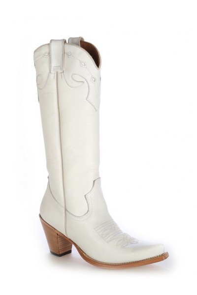 White leather high cowboy boots 