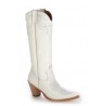 Custom made White leather high cowboy boots 