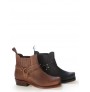 Brown leather haness biker ankle boots 