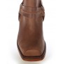 Brown leather haness biker ankle boots 