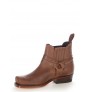 Brown leather haness biker ankle boots 