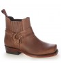 Brown leather haness biker ankle boots 