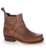 Brown leather haness biker ankle boots 