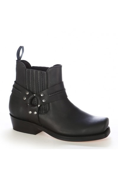 Black harness ankle boots 