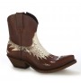 Brown leather and real snake cowboy ankle boots