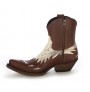 Brown leather and real snake cowboy ankle boots