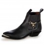 Black harness ankle boots metal tip