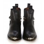 Black harness ankle boots metal tip