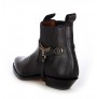 Black harness ankle boots metal tip
