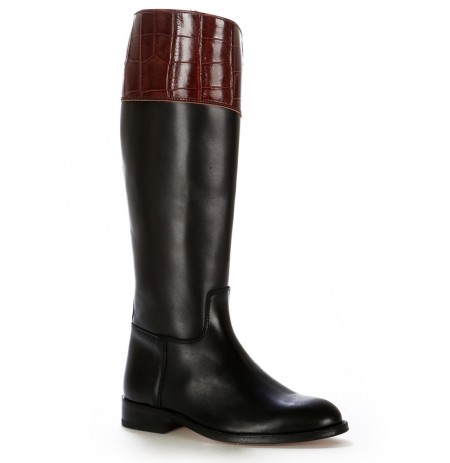 Two-tone leather boots for horse riding 