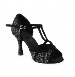 Black sparkly leather latin dance shoes