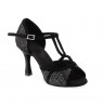 Black sparkly leather latin dance shoes