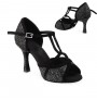 Black sparkly leather latin dance shoes