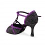 Black sparkly leather latin dance shoes