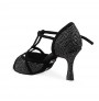 Black sparkly leather latin dance shoes