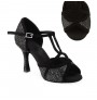 Black sparkly leather latin dance shoes