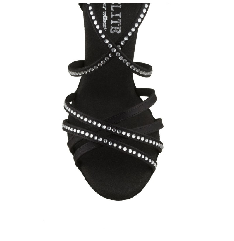 SPARKLY BLACK LEATHER SALSA HEELS Flashy black latin dance shoes with ...