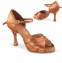 Elegant copper satin latin dance shoes