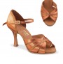 Elegant copper satin latin dance shoes
