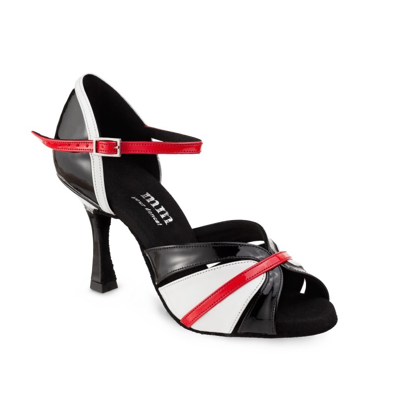 RED SUEDE AND SILVER METALLIC LEATHER SALSA SHOES Sexy red and silver dance shoes with suede soles