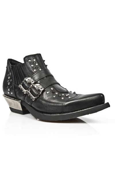 Black leather studded rock shoes