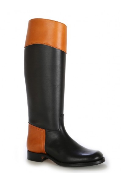 Two-coloured leather black riding boots Two-coloured leather black riding boots