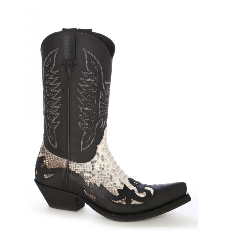 Natural snake and leather mexican cowboy boots