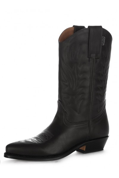 Black leather cowboy boots