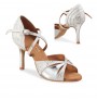 Silvered leather bridal heels