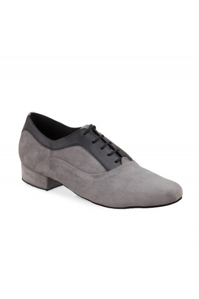 Grey & black leather dancing shoes for men