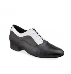 Elegant black & white men's leather dancing shoes 