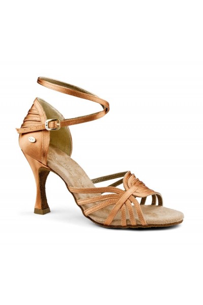 Bronze satin latin dance shoes