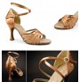 Bronze satin latin dance shoes