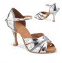 Silvered leather bride heels