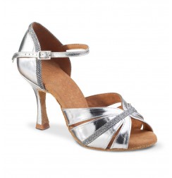 Silvered leather bride heels