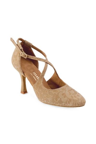 Beige lace pump heels