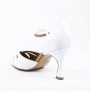 Comfort white leather pump heels