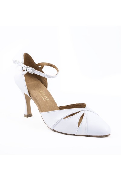 Comfort white leather pump heels