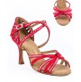 Red salsa dance shoes with crystals