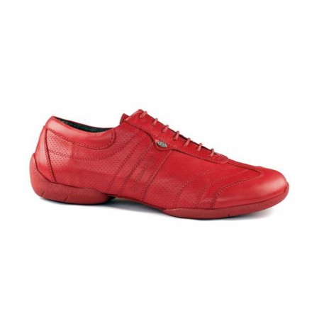 Red leather sneakers for men