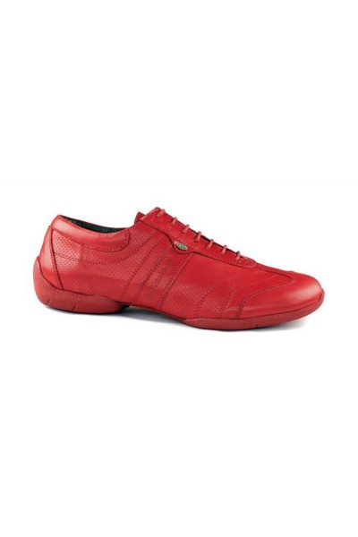 Red leather sneakers for men