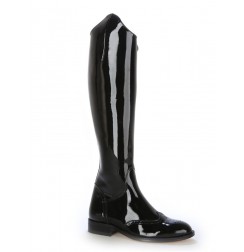 Black patent leather riding style boots