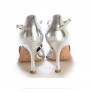 Silver leather comfortable bridal shoes