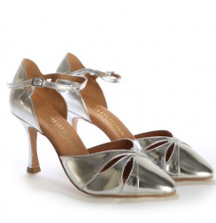 Silver leather comfortable bridal shoes